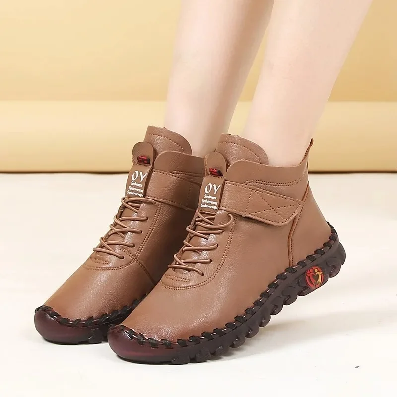 

Women's Cotton Boots Winter Flat Autumn Winter Calf Sole Ankle Boots Comfortable Non-slip Plush Warm Shock-absorbing Ankle Boots