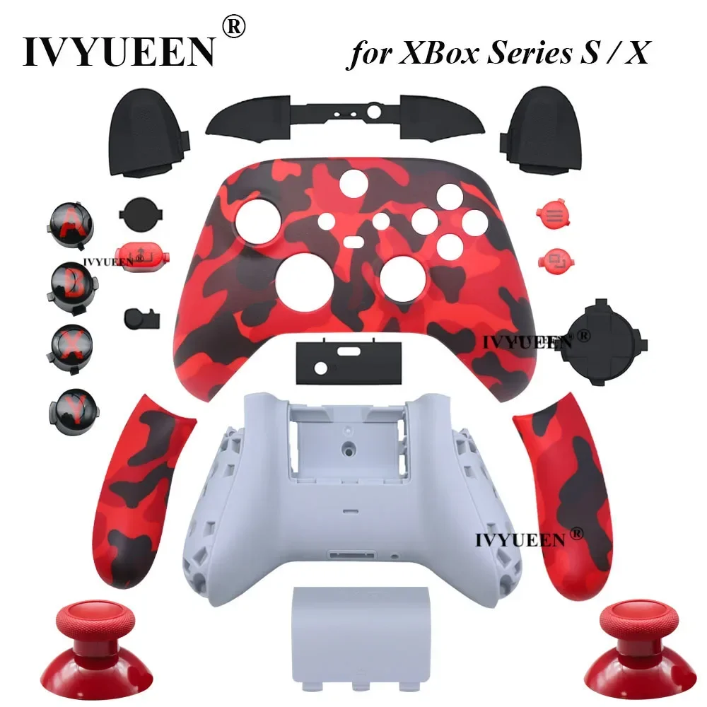 IVYUEEN Replacement Housing Shell for Xbox Series X S Core Controller Gray Camo Faceplate Cover RB LB RT LT Trigger Buttons Mod