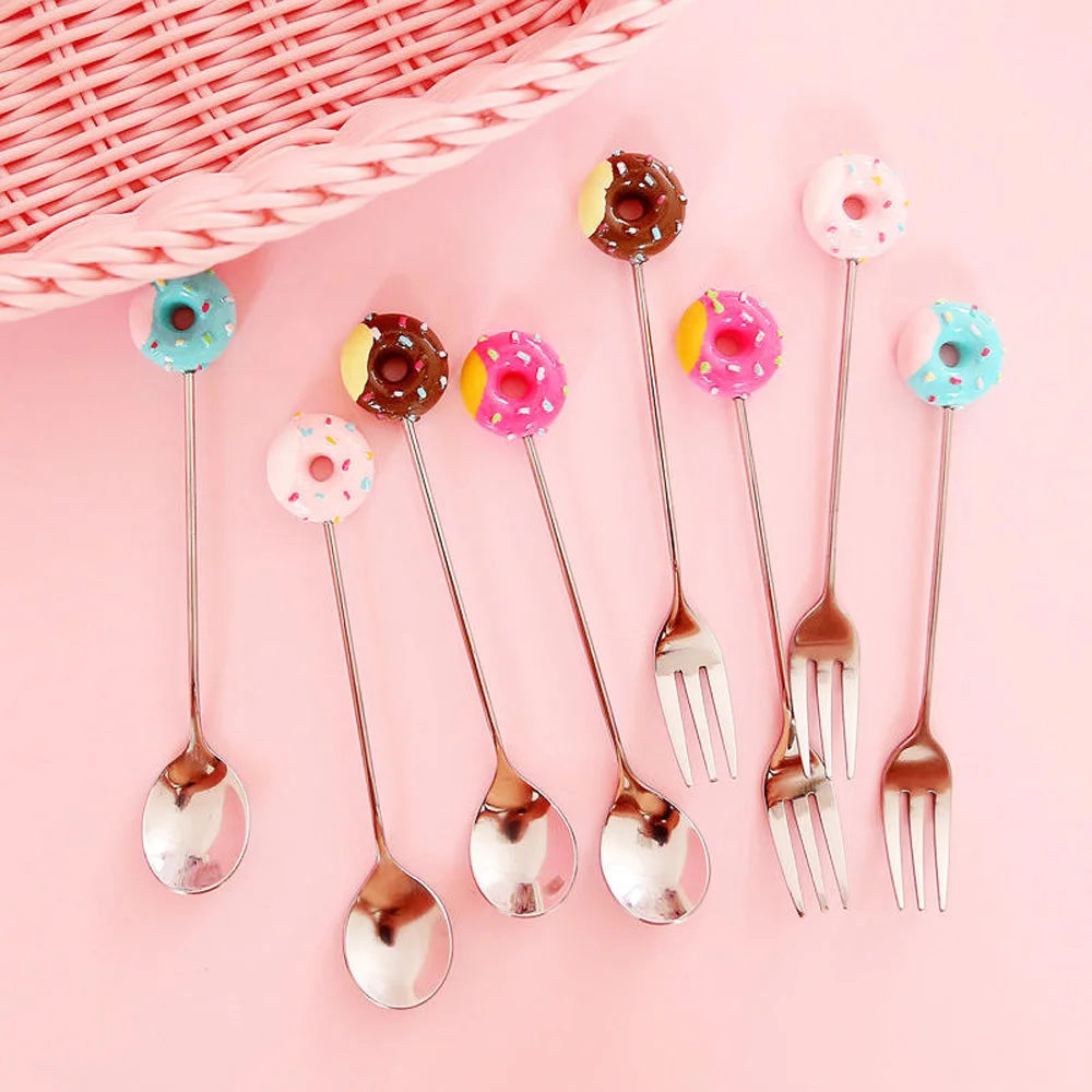 

Doughnut Fashion Sugar Dinnerware Cake Ice Cream Dessert Coffee Spoon Fruit Fork Stirring Spoon Teaspoon