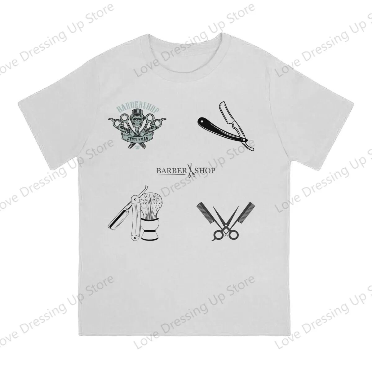 

100% Cotton T-shirt Men's t-shirt barber shop Summer Street Short Sleeve Top S-6XL