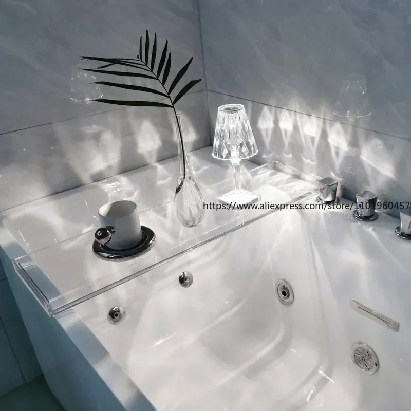Nordic Acrylic Bathtub Tray, Spa Holder, Bath Table, Bathroom Storage Organizer, Bandeja Bath Tub Accessories