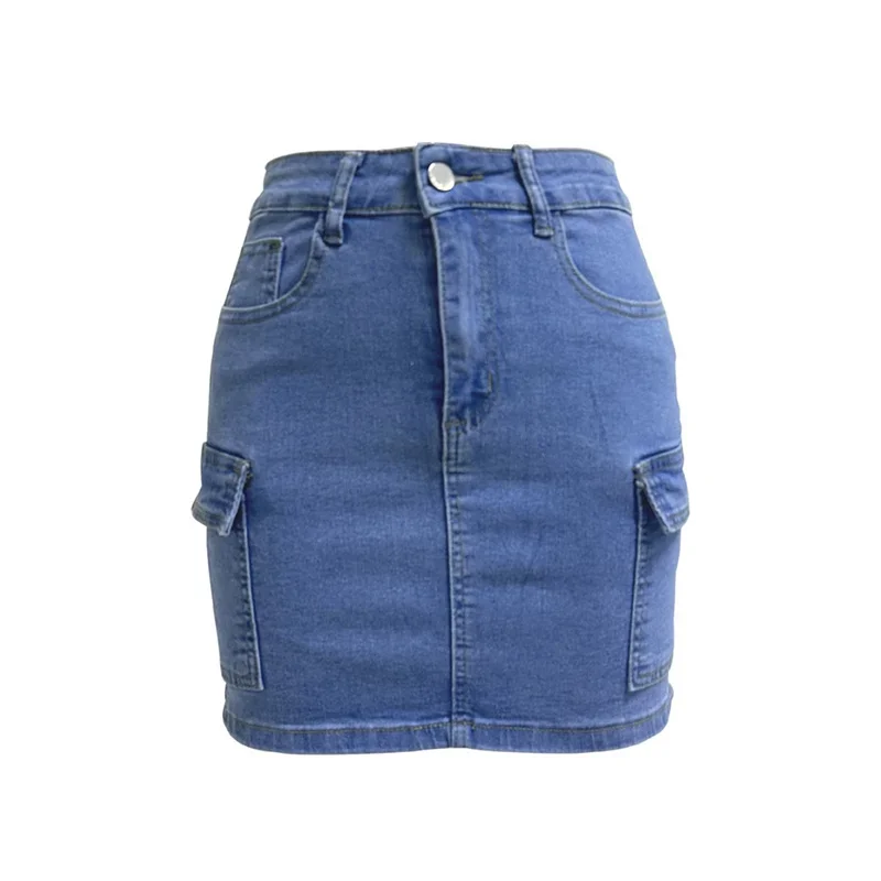 Dames Meerdere Zakken Rechte Denim Rok Vrouw Slim Fit Wikkel Heup Half-Body Jurk Vrouw Amerikaanse Stijl Casual Forensenkleding