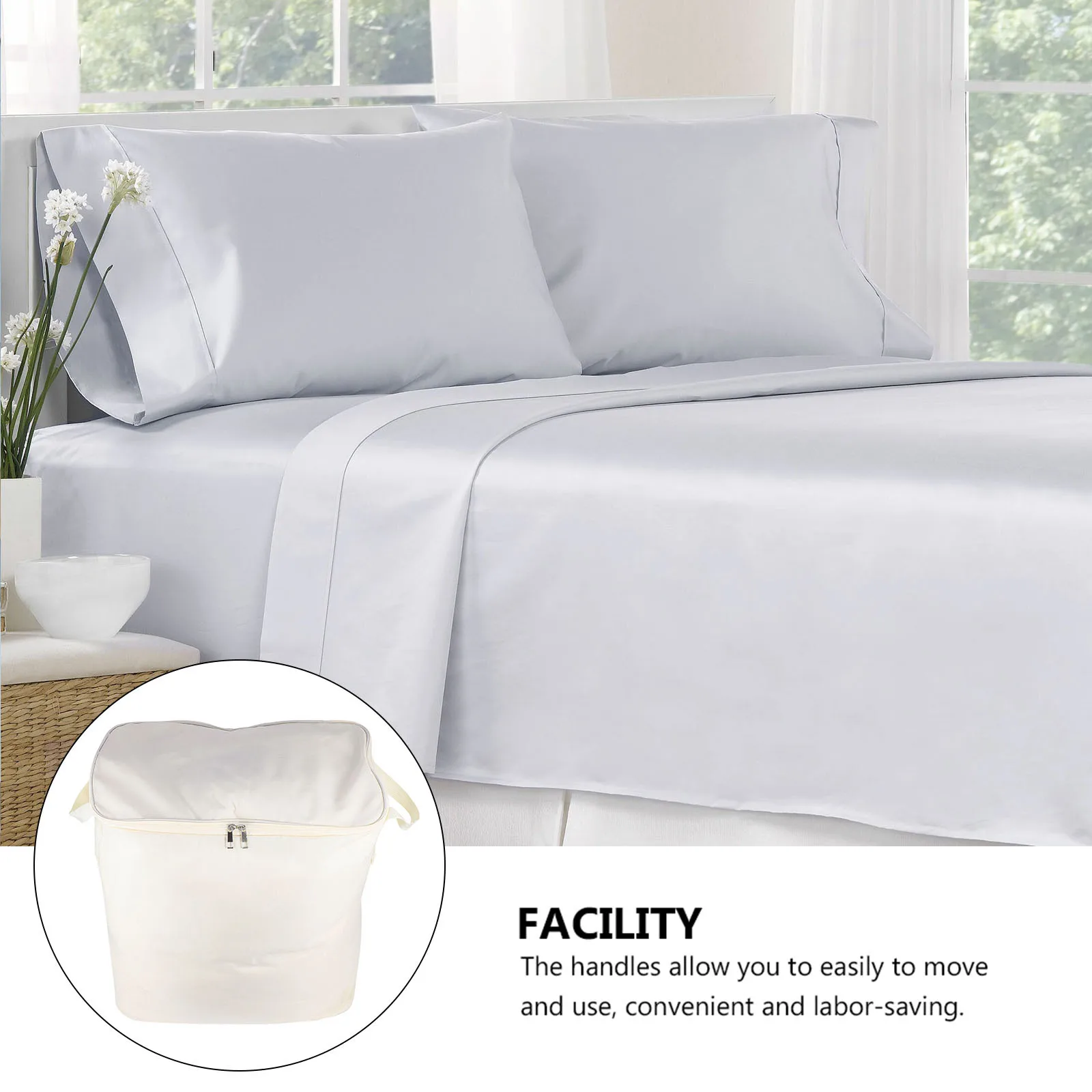 

1Pcs Oxford Cloth Storage Bin with Handles Large Capacity Bedding Quilt Organizer for Clothes Blankets Sweaters