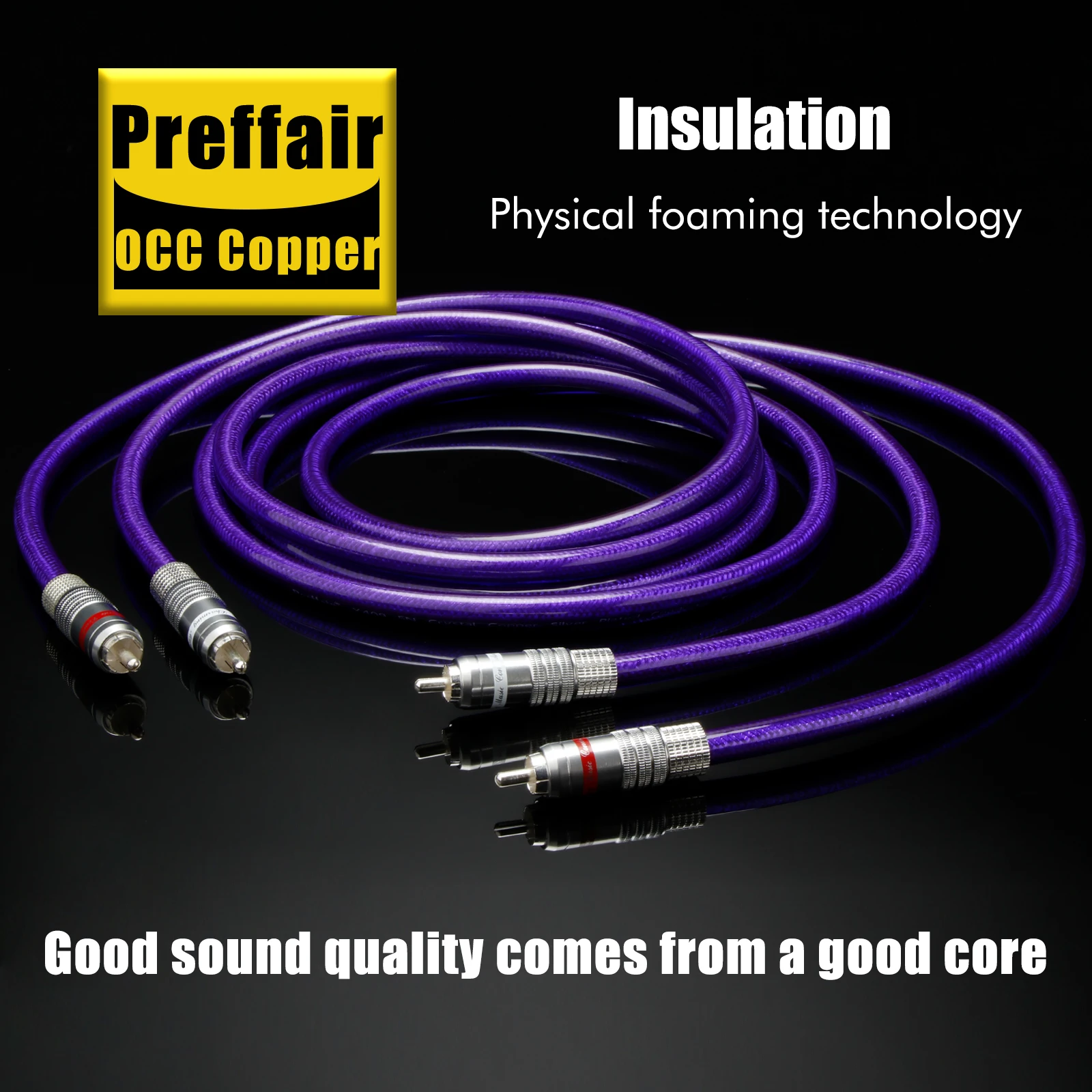 Preffair OCC Silver Plated RCA Cable 75ohm Digital Audio Wires for Home Theater TV Amplifier Decoder With gold-plated rca plug