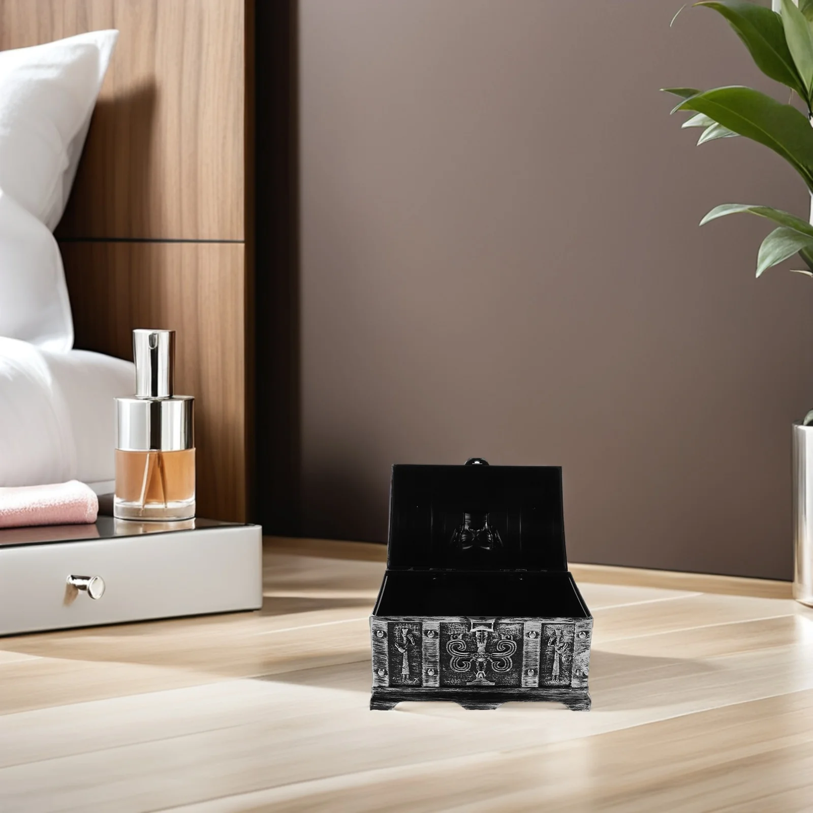 

1pcs Sanxingdui Mask Treasure Chest Vintage Lockable Storage Box Pirate Themed Decorative Keepsake For Halloween Wedding Party