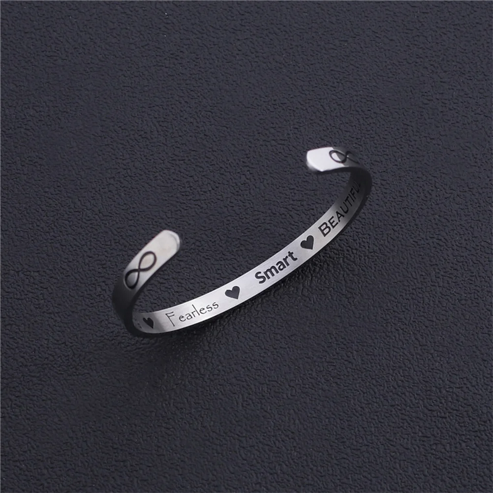 

Titanium Steel Bracelet 6mm Lightweight Durable Fashion Opening Simple Lettering Bangle Wrist Chain for Man Woman Daily Use