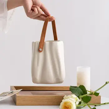 現代裝飾花瓶手袋陶瓷花瓶家居裝飾鮮花擺件桌面裝飾配件房間裝飾花瓶禮品 8 best sales 手提包花瓶 - №5