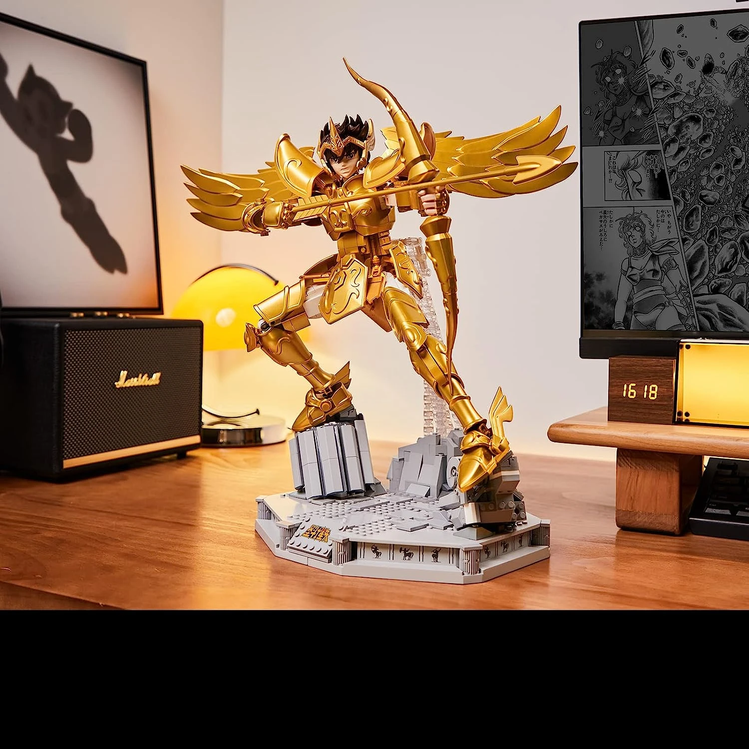 Pantasy Building Blocks Saint Seiya Joint Name Sagittarius Gold Cloth Puzzle Assembled Model Desktop Decoration Gift