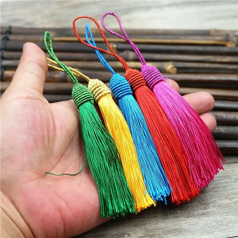 20PCS/LOT Red Silky Tassels Fringe Sewing Accessories Crafts DIY Curtains / Scarf / clothing Tassels 10-15cm