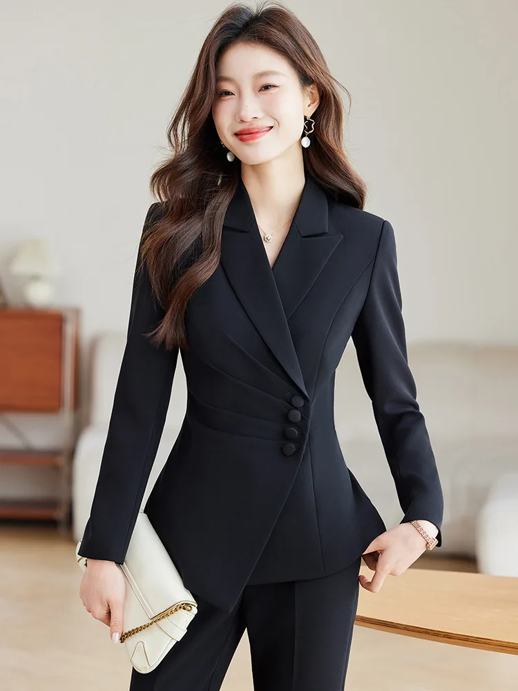 

High-end women's professional suits for spring and autumn, elegant goddess-style, waist-cinching blazers, formal workwear for pe
