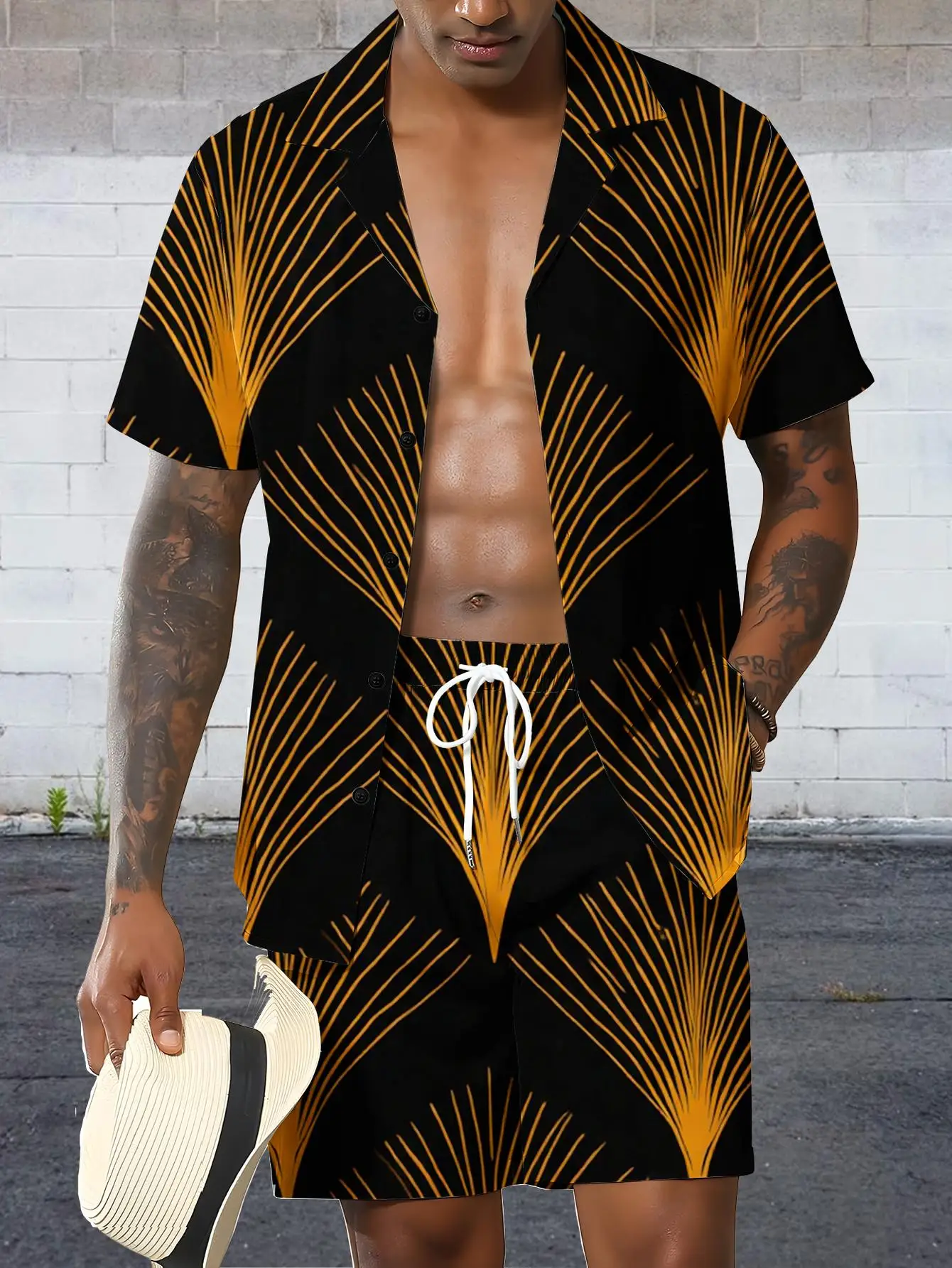 Men's Shirt Sets 2026 Spring/Summer drip clothing sweat suit outfits two piece 3D Printed men's chandals jogging suit Graphic