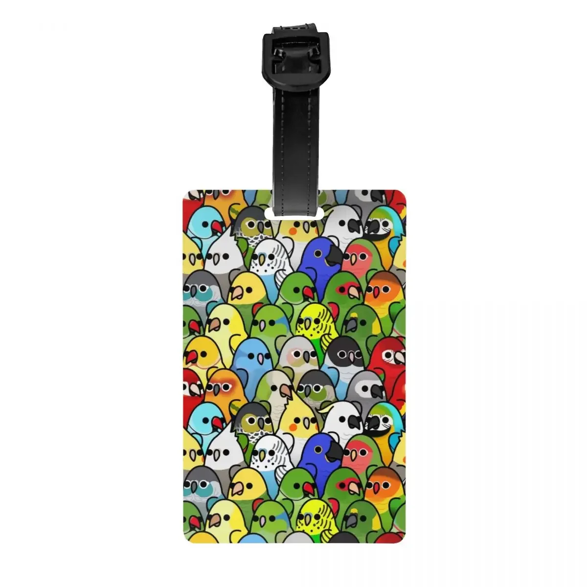 

Custom Funny Parrot Birds Squad Art Luggage Tag With Name Card Cockatiel Bird Privacy Cover ID Label for Travel Bag Suitcase