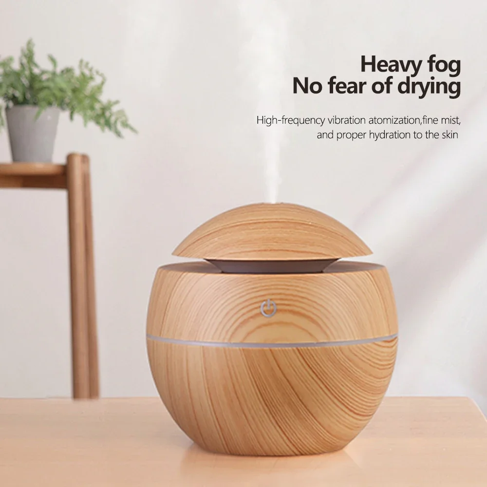 130ML USB Aroma Diffuser Ultrasonic Cool Mist Humidifier Air Purifier with 7 Color Change LED Night Light Umificador aromas