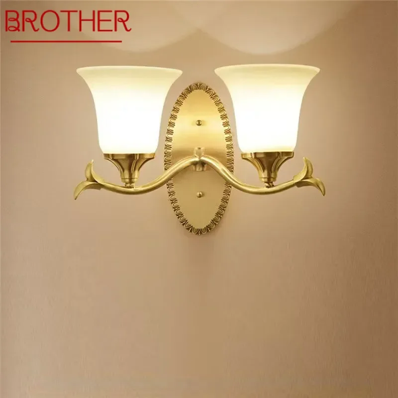 BROTHER Contemporary Brass Wall Lamp American Retro LED Living Room Bedroom Study Room Hotel Villa Model Room Hall Way Aisle Lig