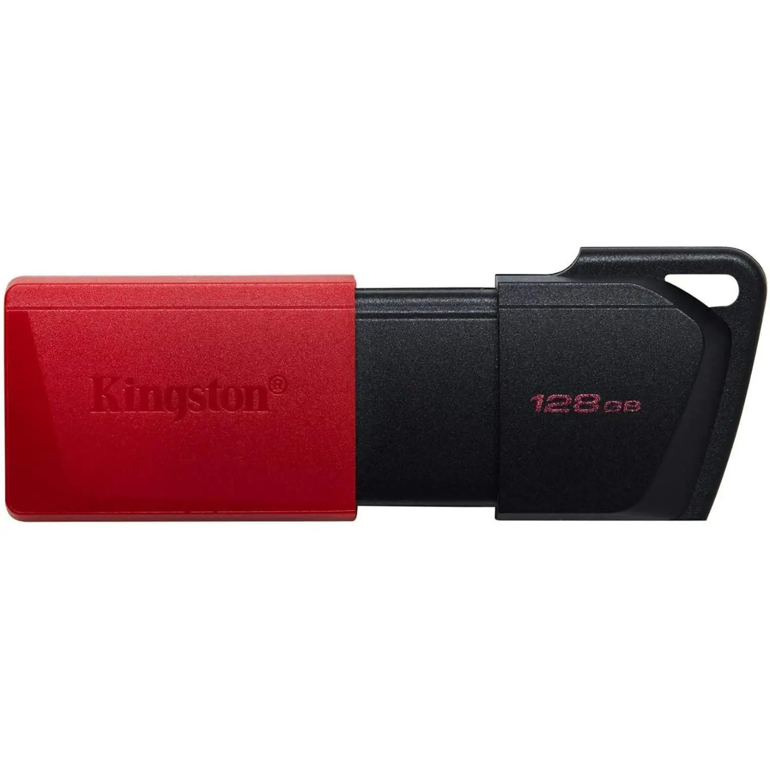 Kingston DataTraveler Exodia M Unidad de Memoria Pendrive Flash USB 128GB USB 3.2 con Capuchón Móvil Moving Cap, Práctica Presilla Enganche para Llavero Negro / Rojo - DTXM/128GB