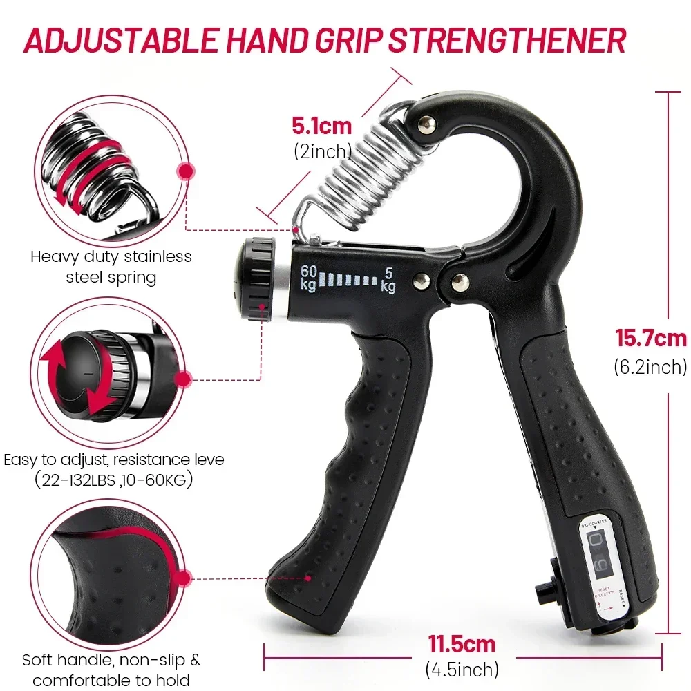 R Shaped Spring Grip 10-100Kg Hand Grip Wrist Strength Arm Muscle Finger Rehabilitation Training Exercise Fitness Gym Equipment