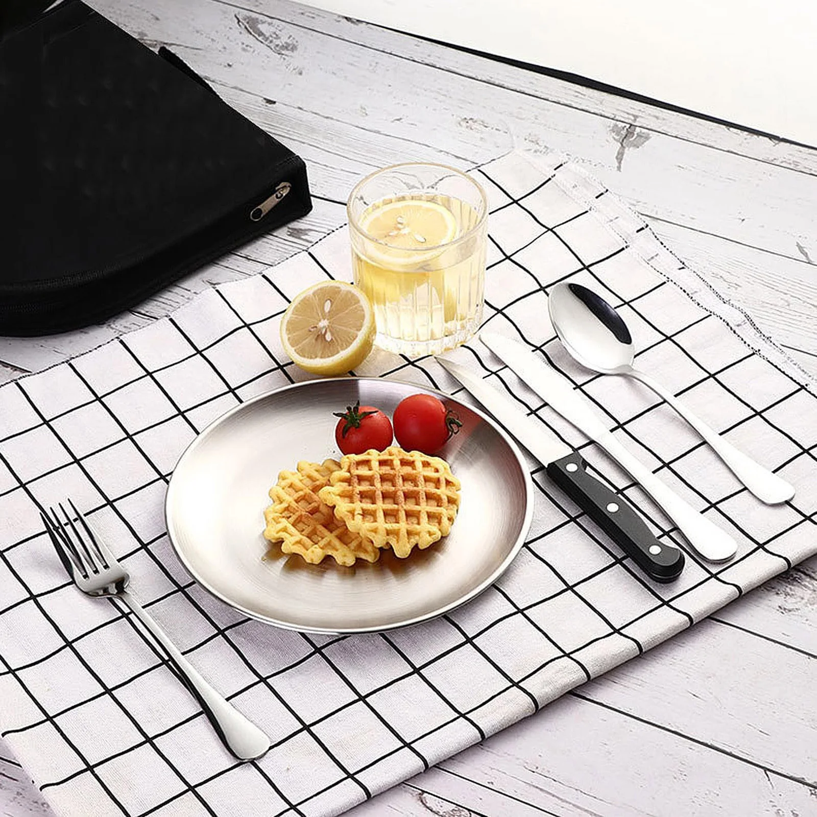 

Набор столовых приборов для кемпинга из нержавеющей стали, уличная посуда, вилка, нож, ложка, палочки для еды, тарелка, портативный набор посуды для пикника для кемпинга