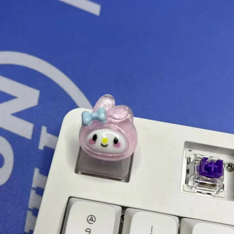 كارتون أنيمي سانريو keycap لوحة المفاتيح الميكانيكية مفتاح ميلودي كورومي الكرتون لطيف فتاة شفافة keycap عبر رمح