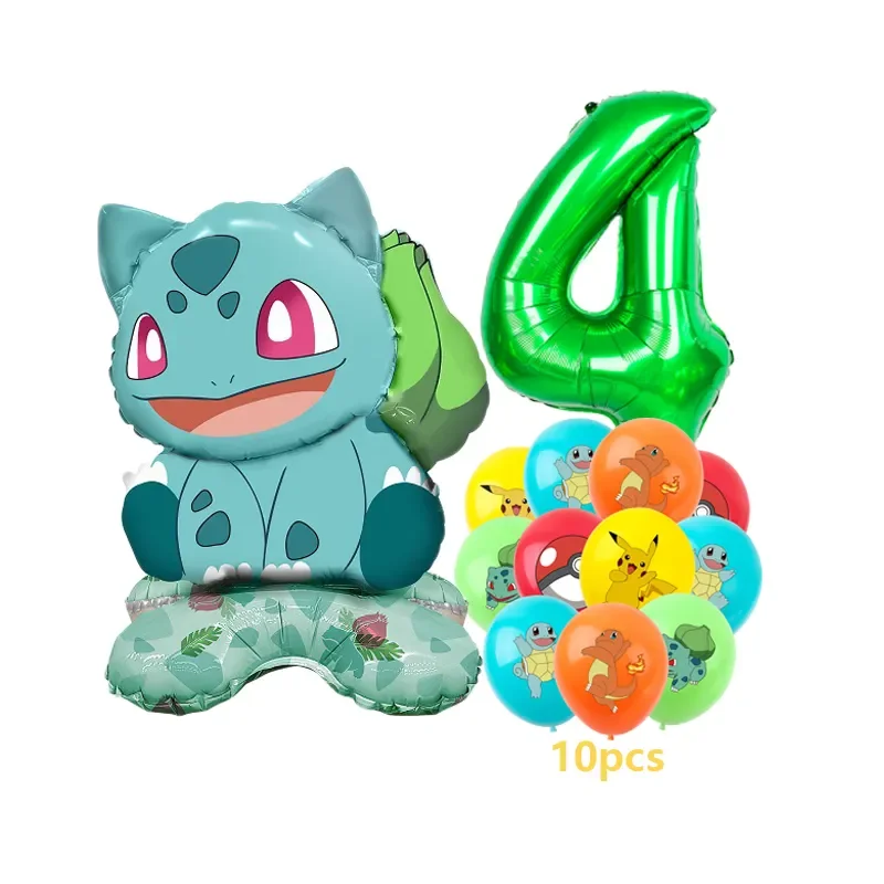 12pcs Pokemon Pikachu Balloon Set Children\'s Party Decoration Charmander Squirtle Bulbasaur Birthday Foil Balloon Gift Doll Toy