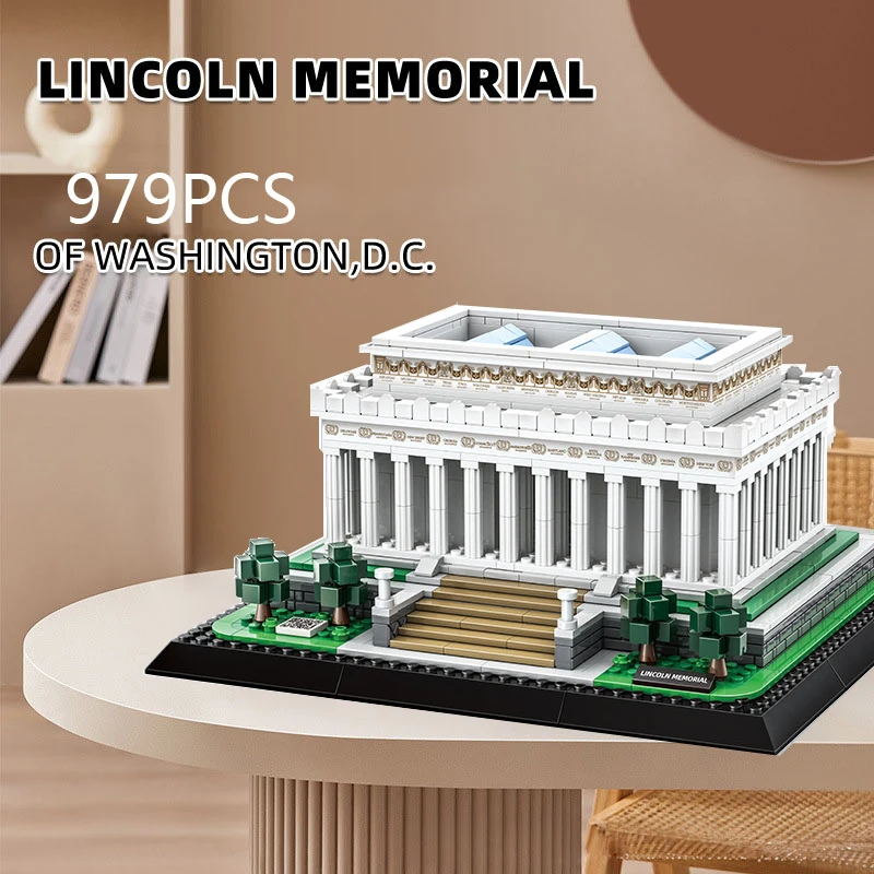 Creative Modern Famous Architecture United States Lincoln Memorial Block Model Construction Building Brick Toys Collection