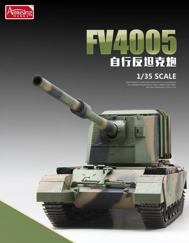 Lucu hobi perakitan tangki model kit 35A029 UK FV4005 Diri anti tangki senjata 1/35