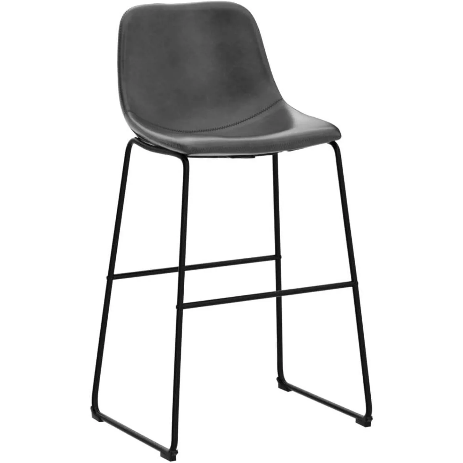 PU Leather Bar Stools with Back and Footrest Set of 2 Grey Modern Bar Stool Chair Height for Pub Coffee Home Dinning Kitchen