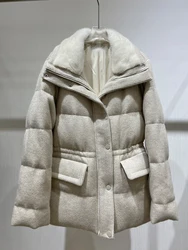 2024 New Women Winter Real Mink Fur Collar Natural Goose Down Jacket Puffer Jackets Thick Female Outwear Coat