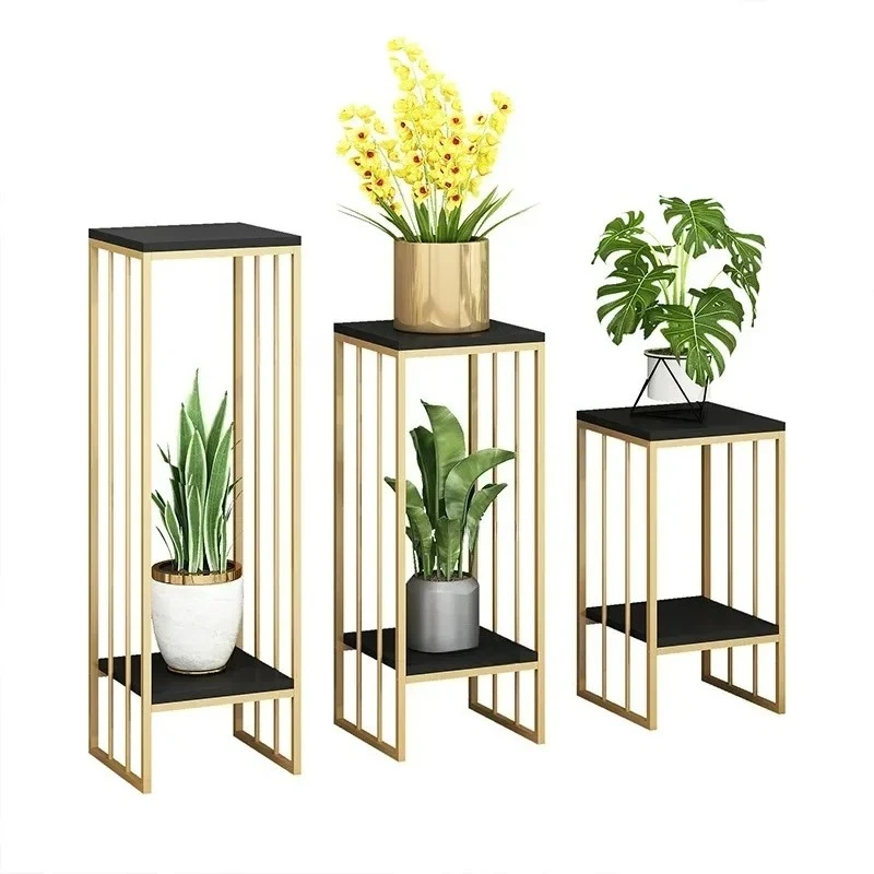 

Nordic Wrought Iron Plant Shelves Home Living Room Floor Stand For Flowers Indoor Flowerpot Shelf Gold Plant Display Rack