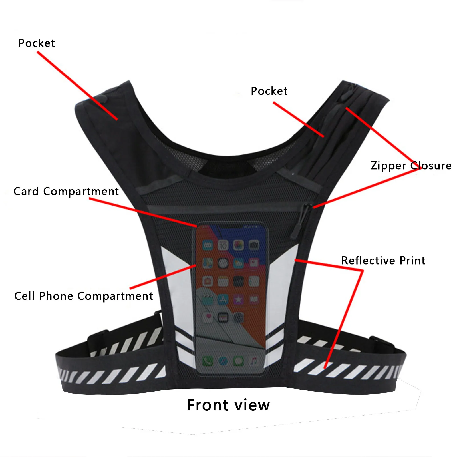 Reflective Running Backpack Lightweight Sport Running Vest Mobile Phone Cards Bag For Trail running-Ultra-Light 1L Water Bag