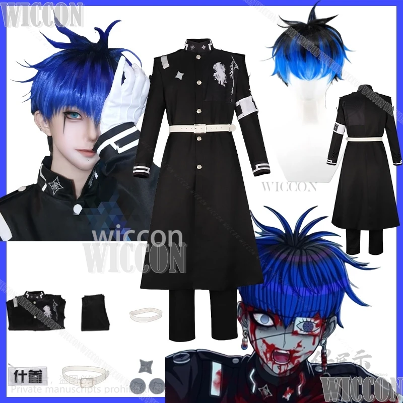 

Omokage Yugamu Cosplay Hundred Line Long Black Coat Gothic Clothes Punk Jirai Kei Style DK Uniform Carnival Outfit Halloween