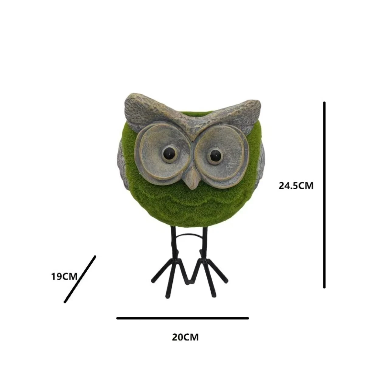 Flocked Owl Resin Planter with Metal Stand - Creative Garden Succulent Pot for Patio Balcony Decor