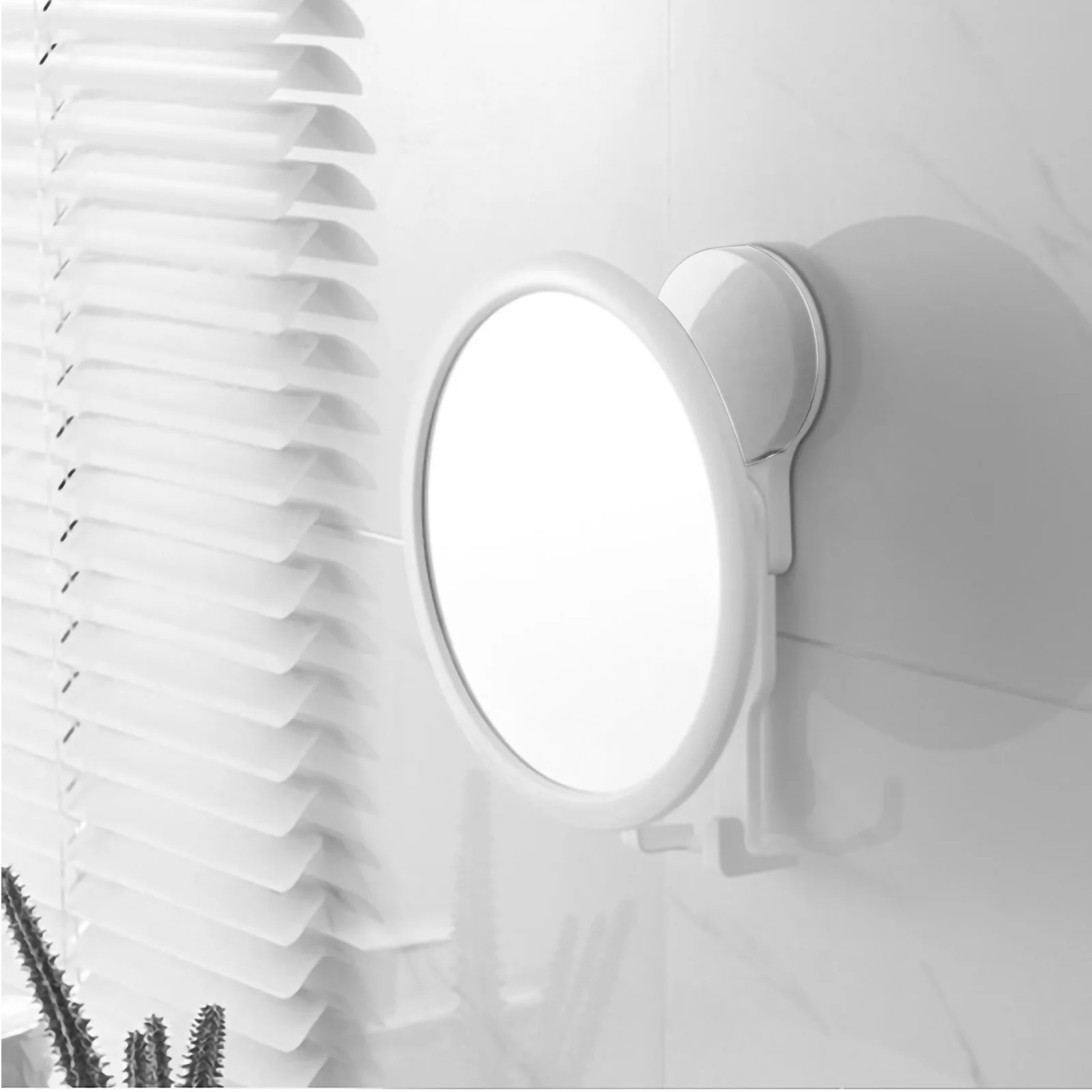 

Adhesive Makeup With Hook Modern Wall Mounted Bathroom Mirror No Punch Damage High Definition Clear Surface For Home