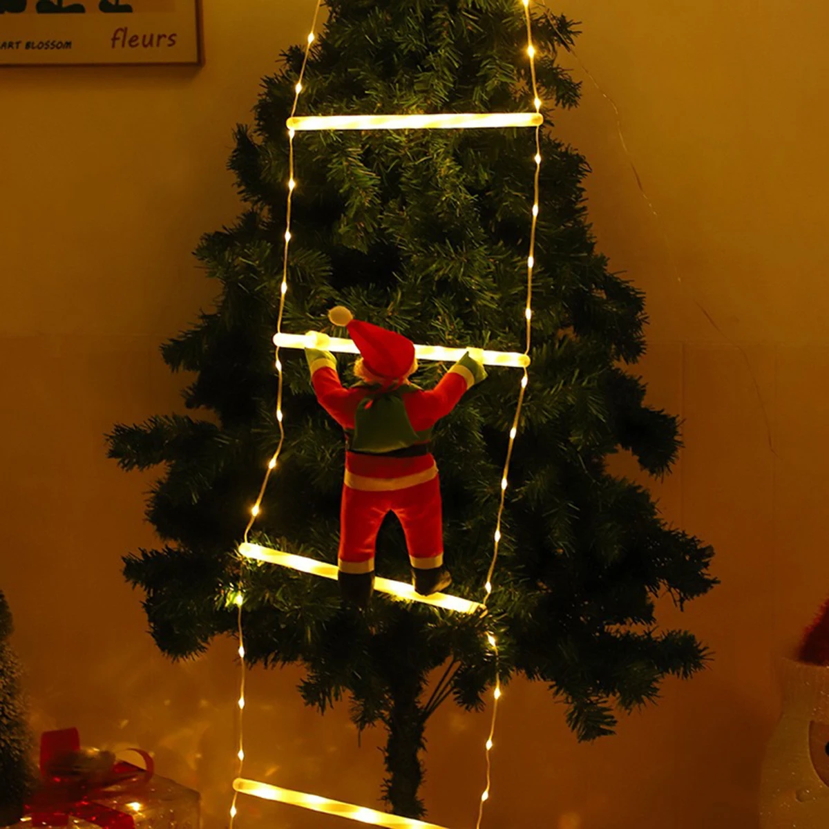 LED Christmas Lights Ladder String Lights Christmas Garland Fairy Lamps For Windows Home Wall New Year Xmas Tree Decoration