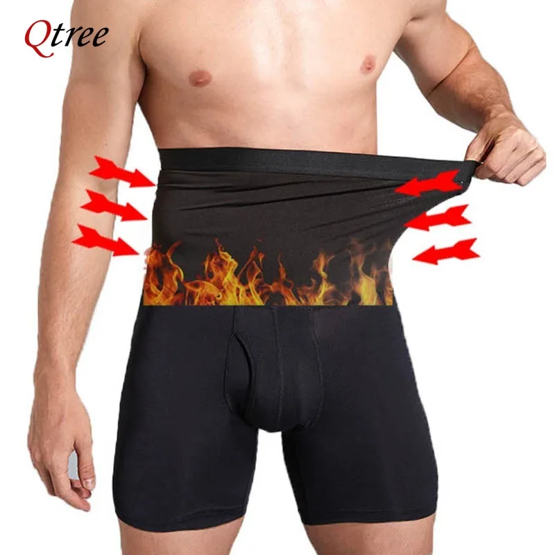 

Qtree Slimming Tummy Control Fat Burner Pants Men Sauna Sweat Fitness Slim Shorts Weight Loss Body Shaper Waist Trainer Corset