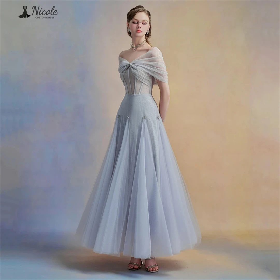 

Nicole Custom Made Elegant Gowns Line A Elegant Women's Dresses for Wedding Party Dresses Luxury Evening Dress 2025 Chiffon Prom