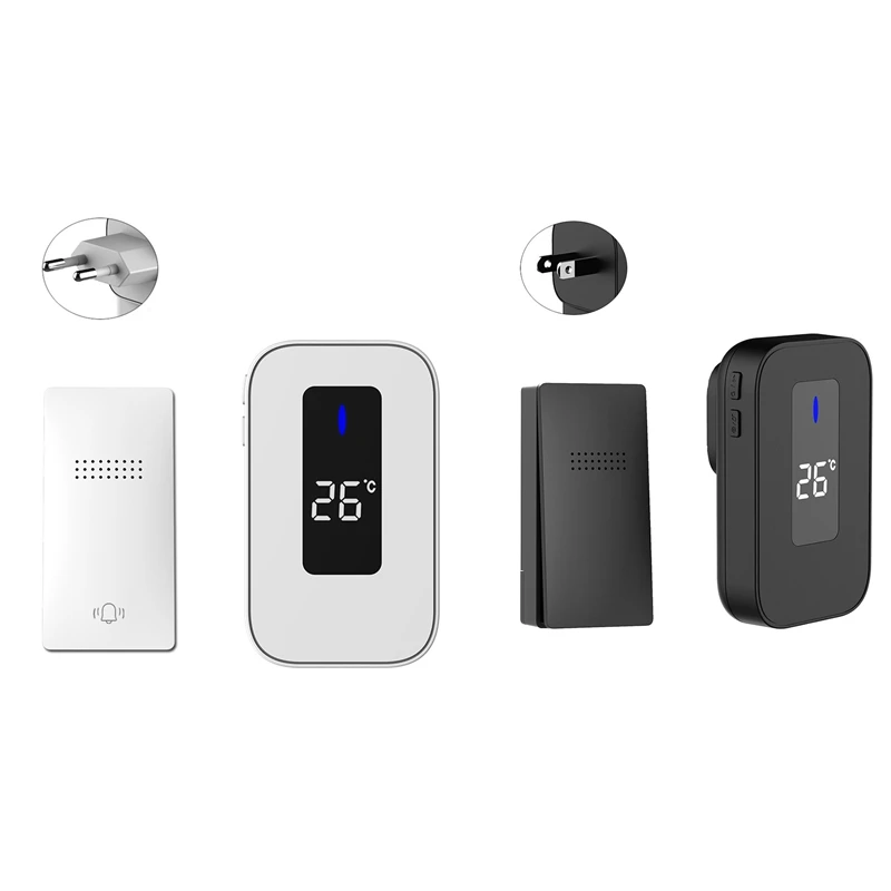 Wireless Doorbell Waterproof Self-Powered 38-Song Doorbell Set Home Outdoor Doorbell With Temperature Display