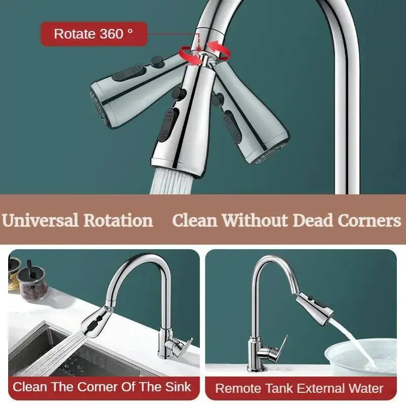 Torneira removível com cabeça flexível, torneira quente e fria, misturador manual preto para pia de cozinha adaptada para israel