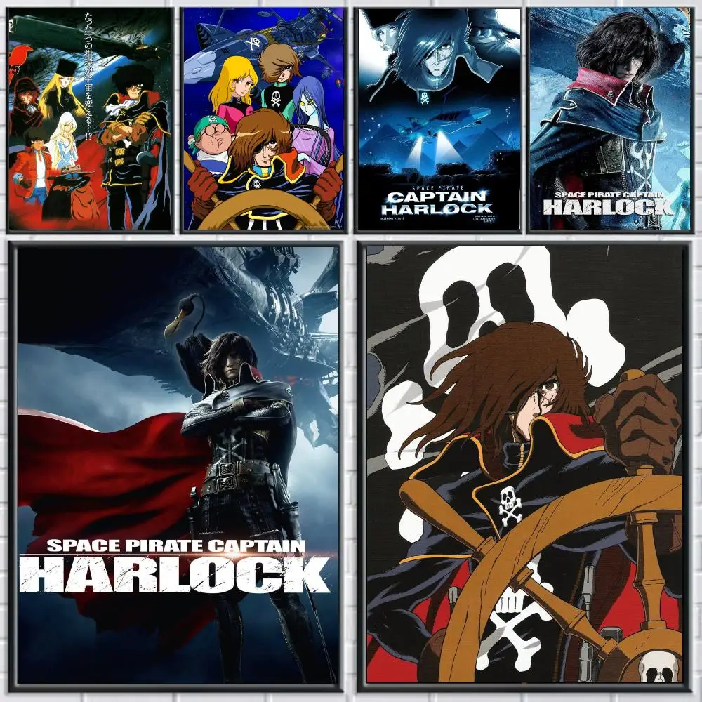 anime C-Captain Harlock-K Poster Peel and Stick Wall Art for Cafe Office Bar and Home Decoration