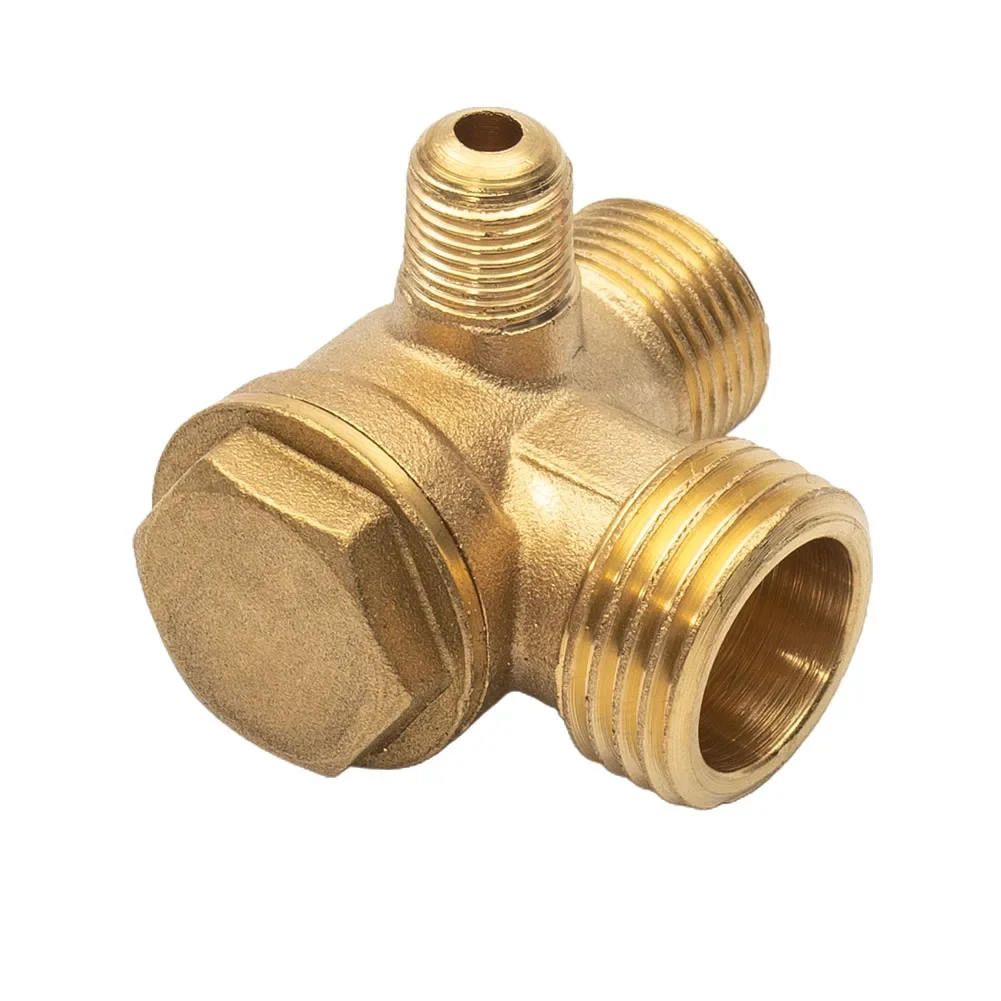 1pc New  Air Compressor 3-Port Brass Threaded Check Valve Connector Tool 10*16*20 Accessorie Home Improvement Hardware Parts