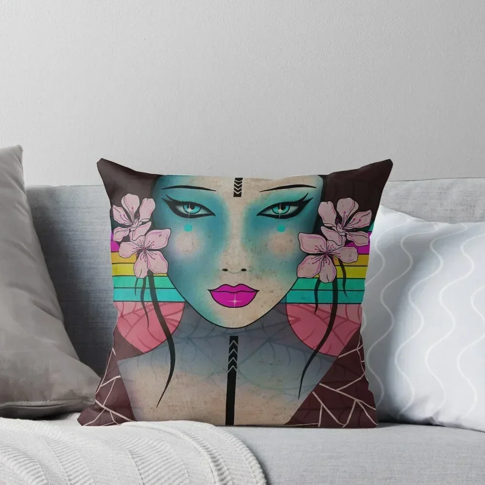 The Geisha Girl Throw Pillow Sofa Cushions Covers Plaid Sofa pillow