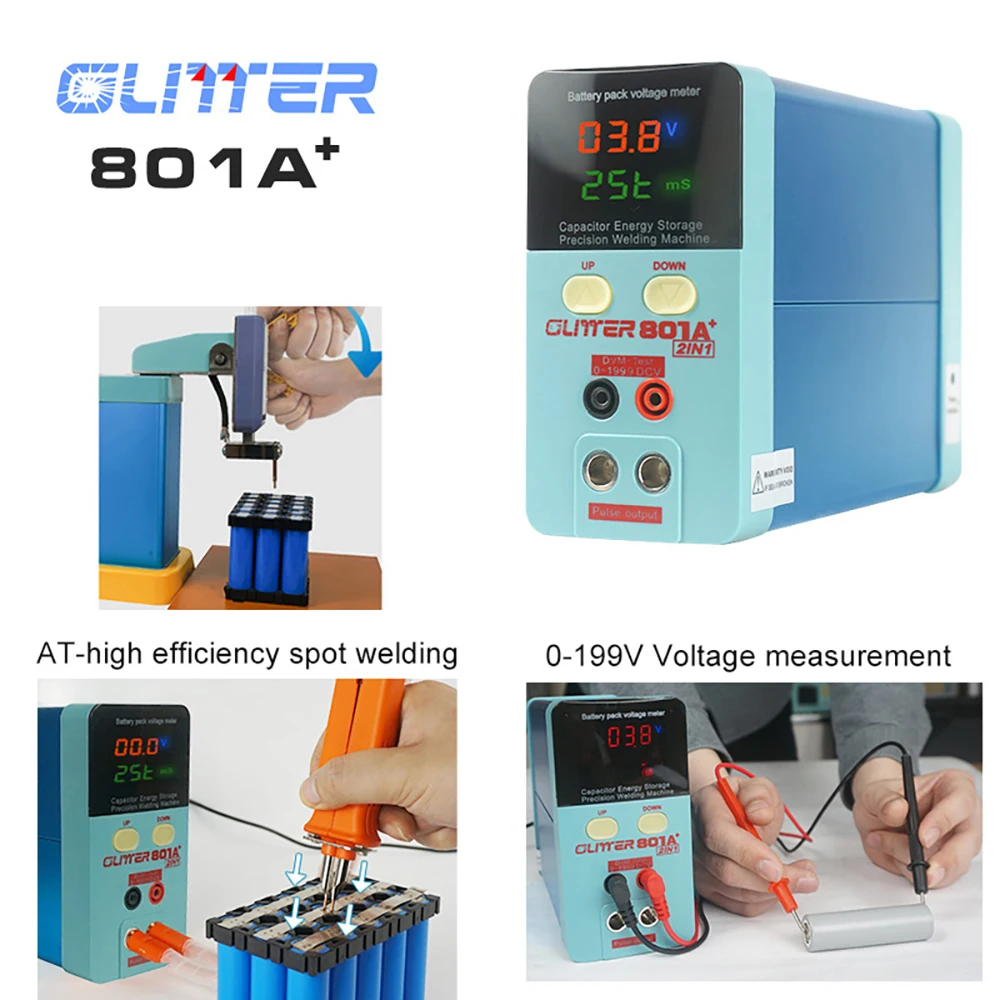 11.6KW Glitter 801A+ Spot Welder Household DIY 18650 Handheld Capacitor Energy Storage Spot Welder Mobile Phone Battery Repair