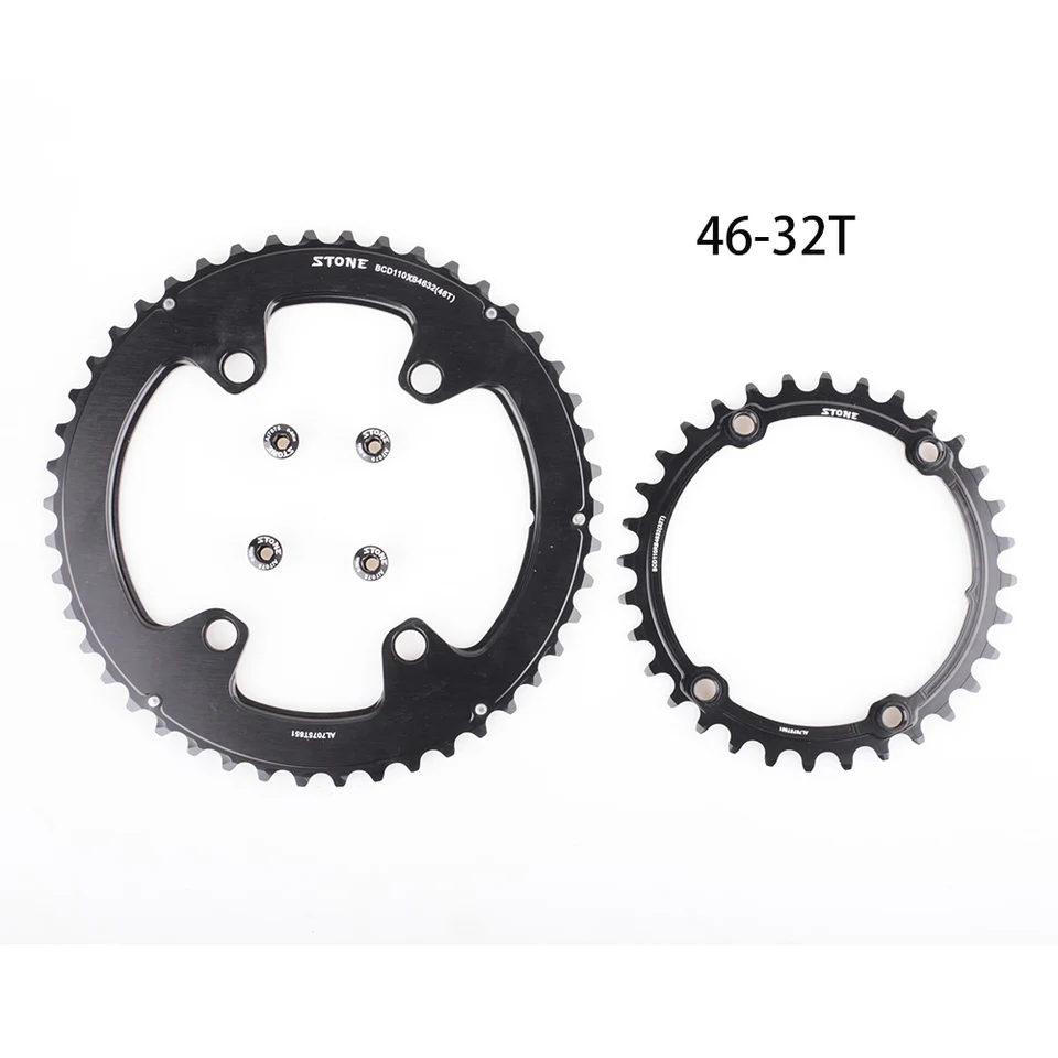 STONE フロントダブル チェーンリング 46T 33T ストーンダブルチェーンリングbcd,110mm,4ボルト46t 32t 48t 33t 50t