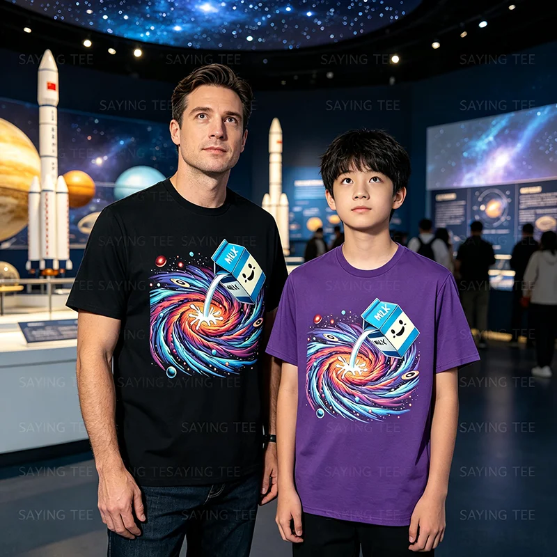 Lustiges Cartoon-Milchstraßen-T-Shirt mit kosmischem Galaxien-Motiv, Y2k-Kunstwerk, Grafik-Bekleidung für Weltraum- und Wissenschaftsliebhaber, modisches künstlerisches T-Shirt für Jungen – Detail 5