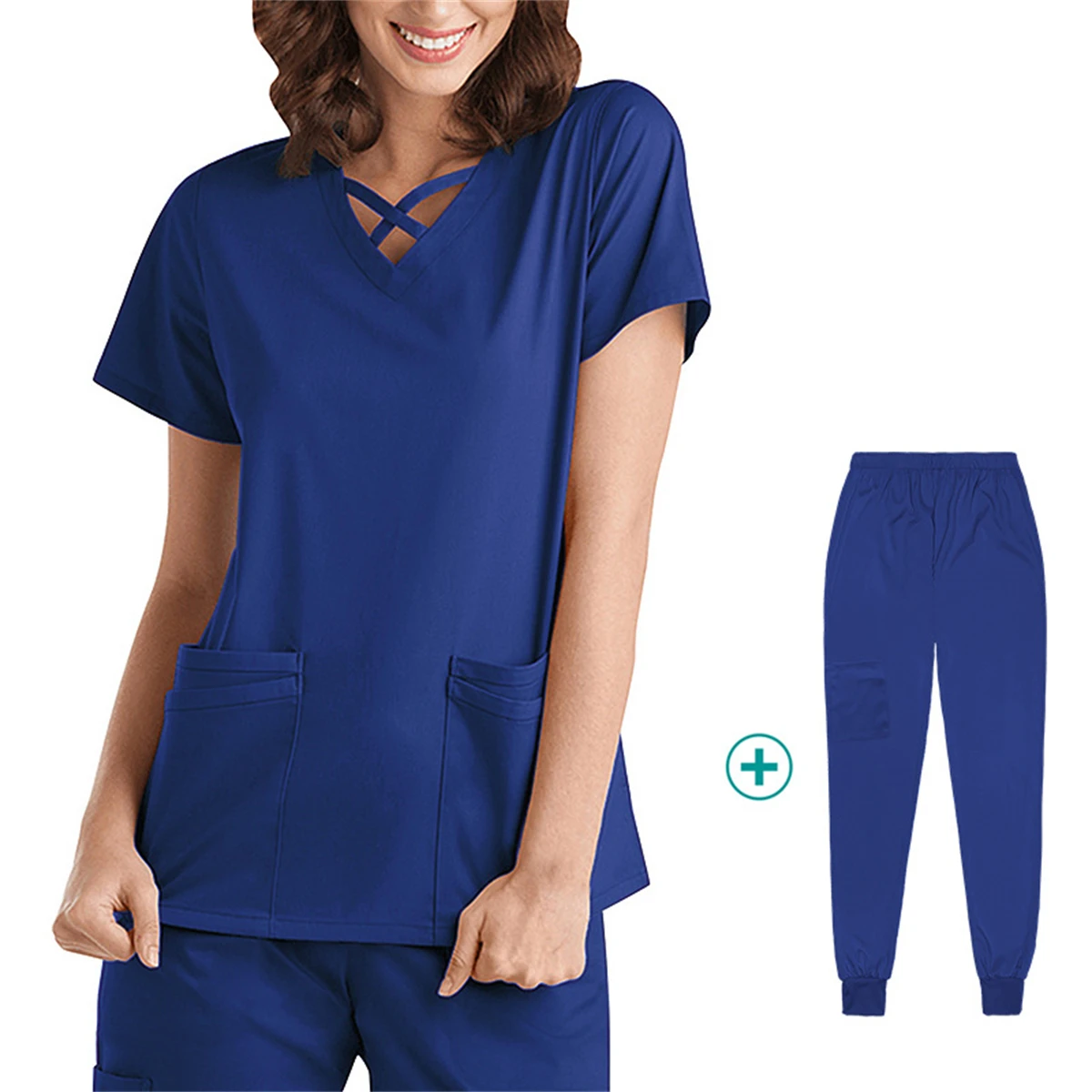 Surgical Uniforms Women V Neck Top Elastic Waist Pant Nurse Doctor SPA Salon Nursing Clothes Oral Medical Uniform Operating Gown