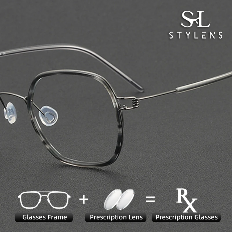 

Дизайнерские дизайнерские очки STYLENS из ацетата и чистого титана, очки по рецепту для мужчин и женщин, прогрессивные очки с защитой от синего света 81052