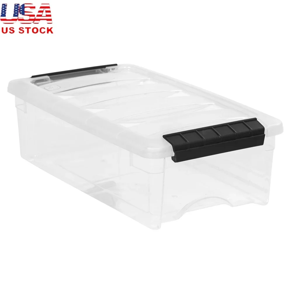 Caja de almacenamiento Modular transparente de 5 cuartos con asa y pestillos de hebilla, organización apilable, suministros para manualidades de dormitorio, artículos de oficina