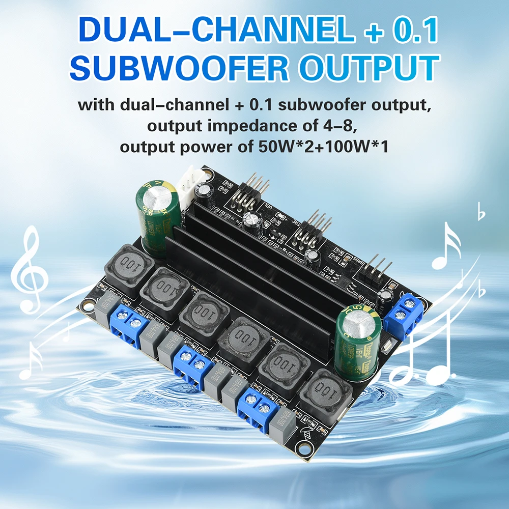 TPA3116D2 Audiophile HIFI Digital Audio Verstärkerplatine DC 10-25V Hochleistungs 50Wx2+100W 2.1 Kanal Subwoofer mit Kabel für DIY – Detail 4