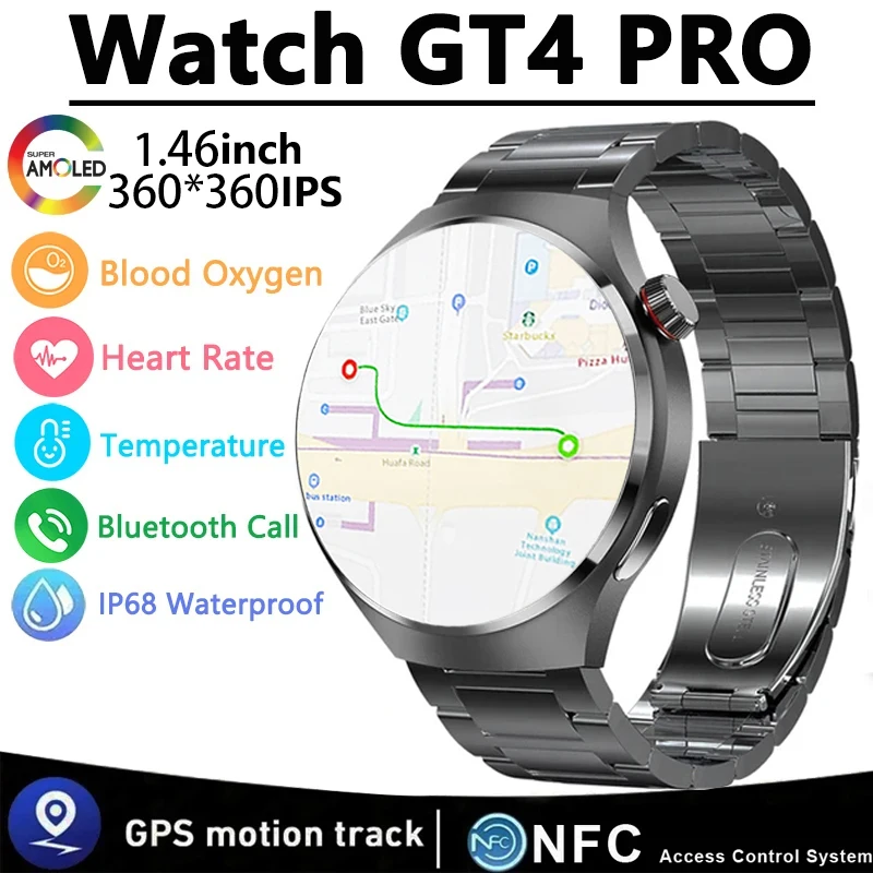 

2025 NEW Watch G T4 PRO Smartwatch GPS Motion Trajectory HD Screen Bluetooth Call NFC Men Smart Watch Outdoor Sport Watches Gift