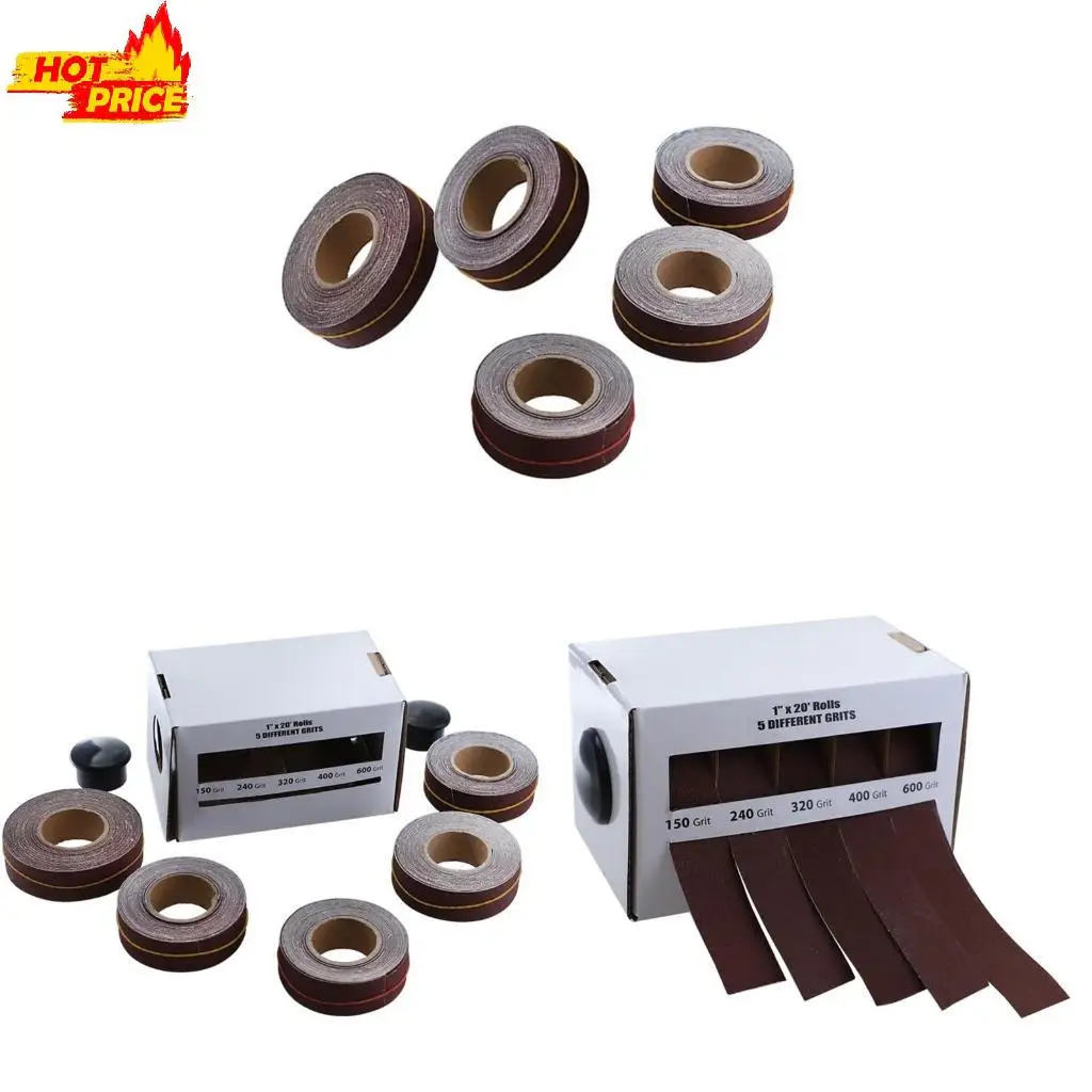 

Drawable Roll Sandpaper Boxed with Dispenser 5x Abrasive Paper for Wood Turners