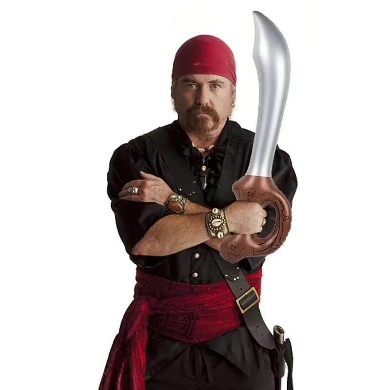 Funny Inflatable Pirate Swords, Halloween Birthday Toy Sword, Inflated Simulation Knife for Swimming Pool, Cosplay Stage Prop